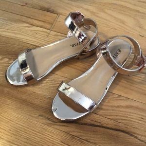 JustFab Shiny Rose Gold Mini Heel Sandals